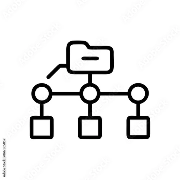 Fototapeta Outline diagram showing a folder connected to circles and squares in a hierarchical structure design