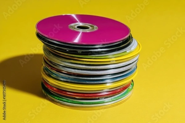 Obraz A stack of colorful CDs