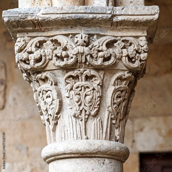 Fototapeta Ornate stone column capital