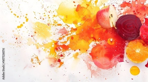 Obraz Vibrant fruit splash with colorful pigment powder