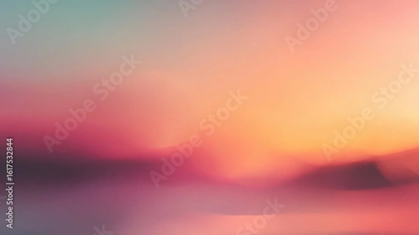 Obraz Dreamy sunset blurred background with peach coral and soft yellow tones. Cinematic warm gradient for aesthetic designs. occasion invitation card or backdrop 