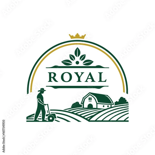 Fototapeta Royal Chef Logo Design with Crown and Laurel – Restaurant Branding Icon

