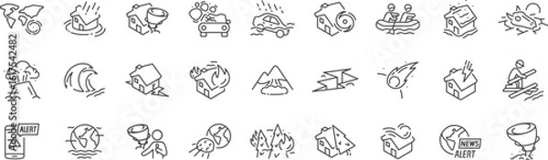 Fototapeta Vehicle and Transportation Crash Icons – Accident, Collision, Crash, Emergency, Car, Damage, Impact, Alert, Speed