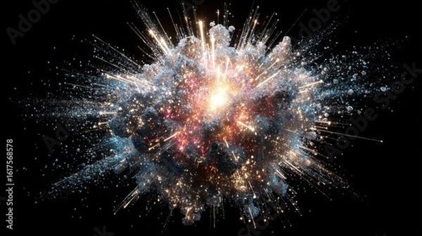 Fototapeta Explosive cosmic event outer space visual art dark environment dynamic perspective celestial phenomena