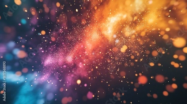 Fototapeta Close-up of colorful fireworks bursting in the night sky.