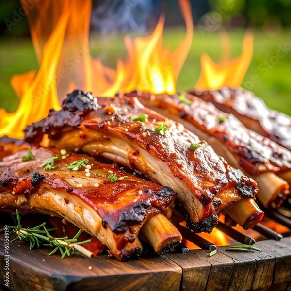 Obraz Grilled ribs, juicy and delicious