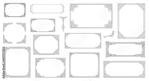 Fototapeta Elegant Collection of Ornate Decorative Frames with Intricate Corner Designs.