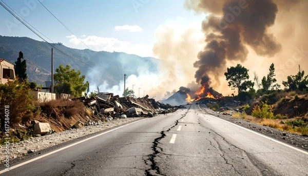 Obraz Highway fire aftermath