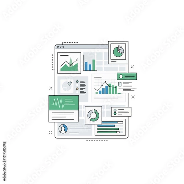 Obraz Webpage layout showcasing various business data visualizations.