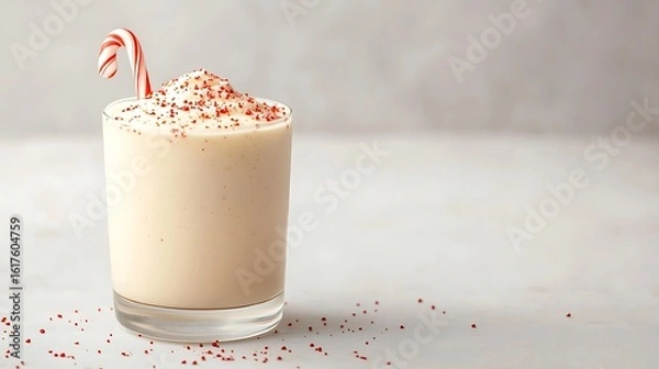 Obraz Creamy peppermint milkshake with candy cane and sprinkles