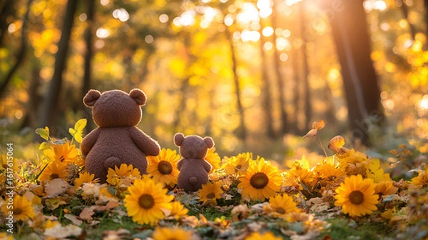 Obraz teddy bear in autumn forest