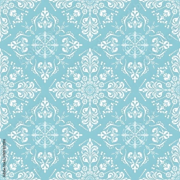 Obraz Light teal and white repeating floral design