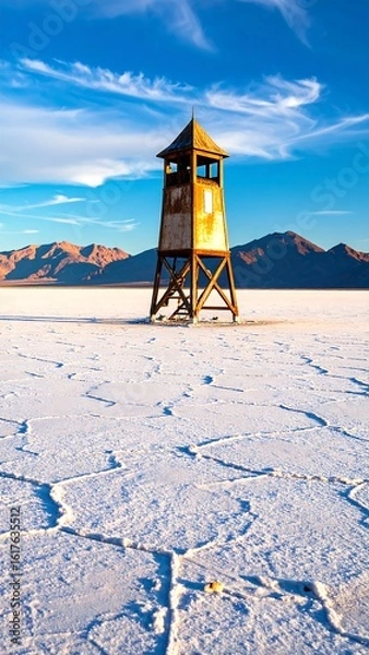 Obraz Lonely watchtower on a vast white plain