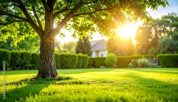 Obraz Lush garden at sunset