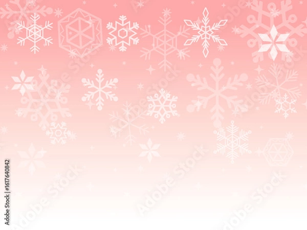 Obraz 温かな赤色の雪が降る背景　赤い雪の結晶風景　クリスマスの壁紙