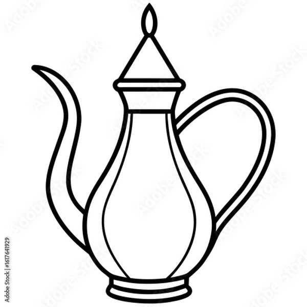 Fototapeta Dallah Coffee Pot Line Art with Elegant Handle 