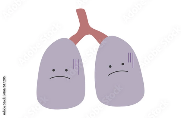 Fototapeta 不健康な肺のキャラクターイラスト