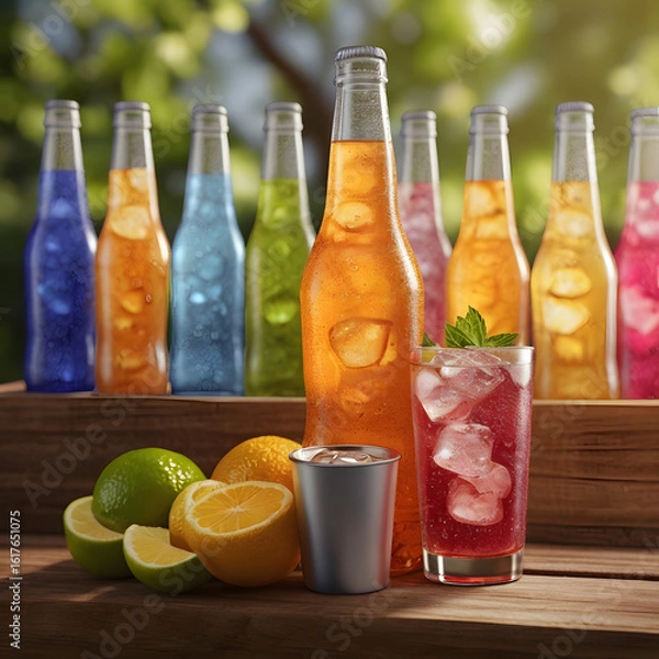 Fototapeta Summer Refreshment: A Combination of Soda and Cold Ice