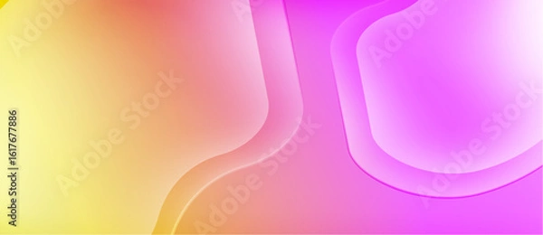 Fototapeta Abstract gradients blend yellow, orange, pink hues. Smooth curves create flowing shapes, soft lighting dominates composition. Minimalist design.