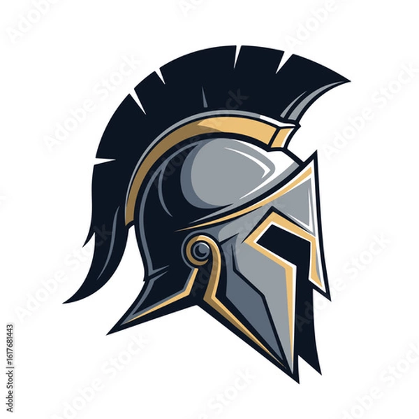 Fototapeta Spartan warrior helmet head logo design vector illustration symbol