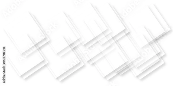 Fototapeta Abstract white background with texture pattern, layered geometric triangle shapes, white and grey glossy squares with faint geometric lines featuring intersecting patterns. background and design.