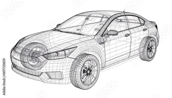 Obraz Wireframe car design (1)