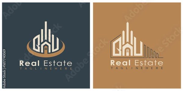 Fototapeta Real Estate Monogram Logo Design – Modern 2-Letter Vector Branding Series (QA to QZ)