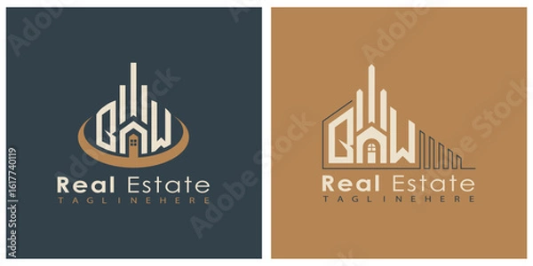 Fototapeta Real Estate Monogram Logo Design – Modern 2-Letter Vector Branding Series (QA to QZ)