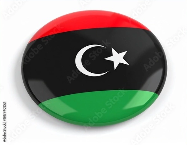 Fototapeta Libya Flag Button on White Background