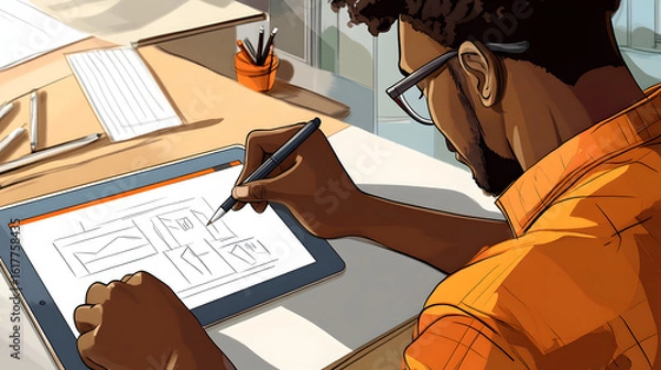 Obraz man working on laptop 