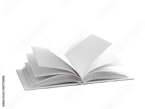 Fototapeta Open book, white pages, 3D rendering