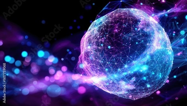 Obraz Sphere of interconnected lines, glowing