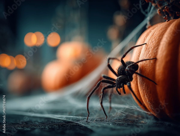 Obraz Spider and pumpkin