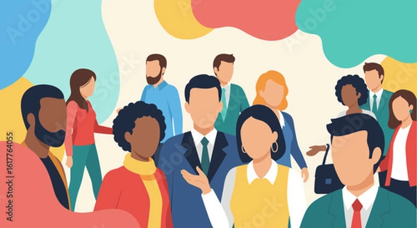 Fototapeta Diverse group of business people, ideal for website banners, presentations, or diversity and inclusion campaigns.