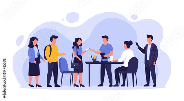 Fototapeta Diverse group of people in a business meeting, ideal for website banners or presentations.