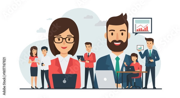 Fototapeta Successful business team collaboration, perfect for website banners or presentations.