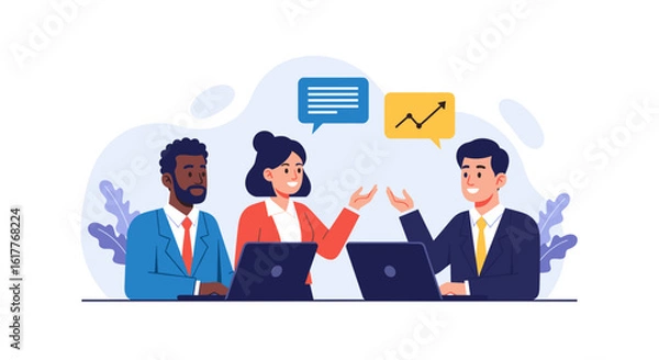 Fototapeta Diverse business team collaborating on project, ideal for website landing page or presentation.