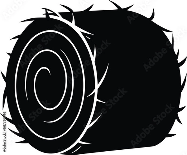 Fototapeta Hay Bale Silhouette Solid Black