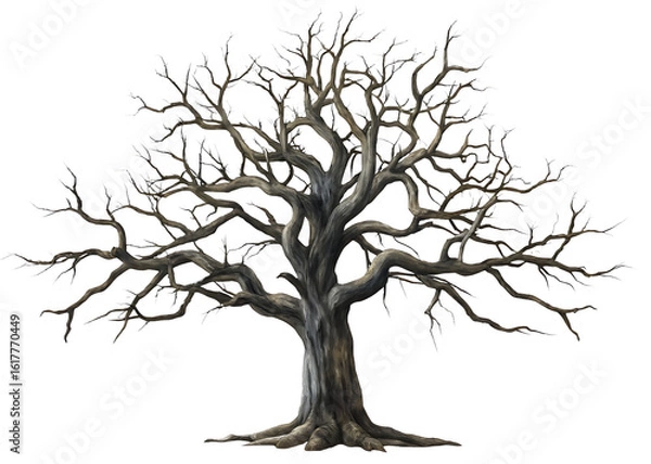Fototapeta Gnarled Leafless Tree isolated on a transparent background