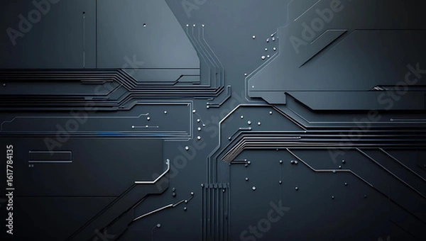 Fototapeta Minimalist AI Circuitry Background: Futuristic Tech Design, Vibrant Futuristic Circuit Board Background for AI Companies, Moody AI Circuitry Abstract: Clean High-Tech Visuals, generative ai