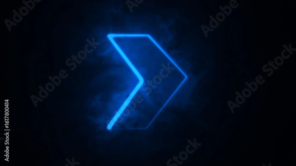 Fototapeta Neon arrow icon. Bright blue color neon light arrow pointing right. right arrow neon glow icon black background.
