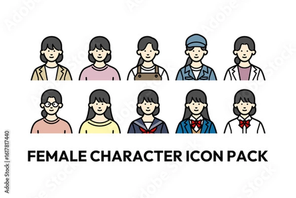 Obraz 女性キャラクターアイコンパック（会社員、学生、医者）