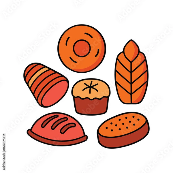 Obraz hand drawn bakery items collection