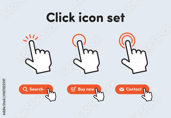 Fototapeta ボタンをクリックするアイコンセット