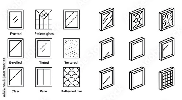 Fototapeta Low-Poly Window Icons