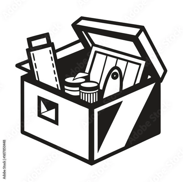 Obraz Craft supplies box with scrapbooking elements