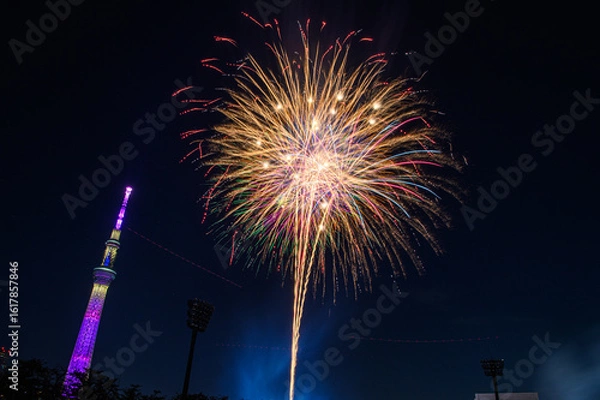 Obraz 隅田川花火大会　東京スカイツリー