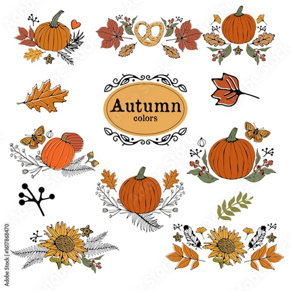Fototapeta Colorful autumn banners collection in vector