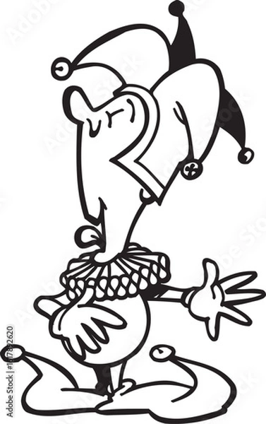 Obraz sketch vector illustration silhouette image design caricature icon logo symbol dwarf clown in action show