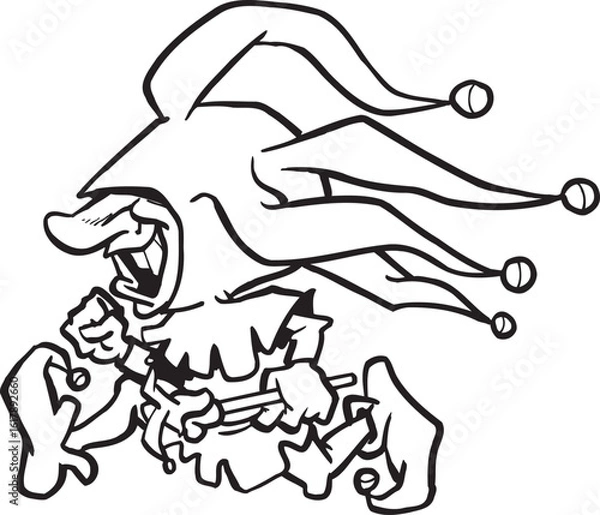 Obraz sketch vector illustration silhouette image design caricature icon logo symbol dwarf running